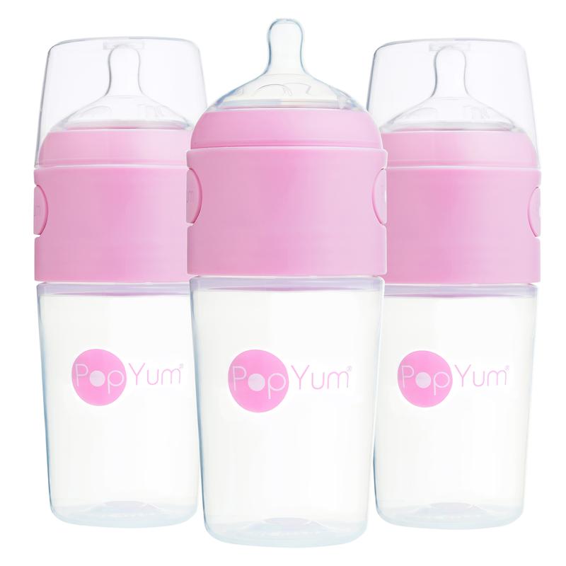 Pink 9 oz Formula Mixing Baby Bottle 3-Pack with Separate Formula Chamber and Medium Flow Nipples [YQT:BZT-261014-005:8c628aca99331f0b]