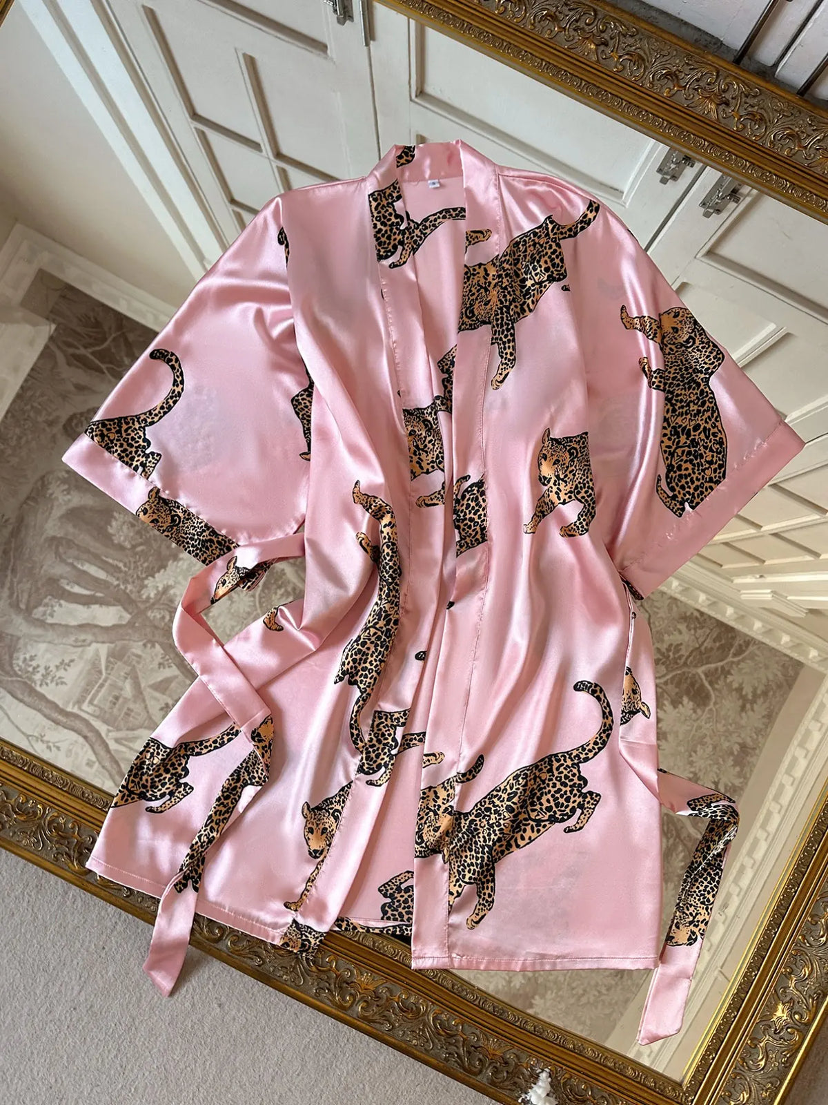 Women's Leopard Print Kimono Robe with Tie Waist and Wide Sleeves [YQT:ULO-260921-001:6a41d9fa4a474ffa]