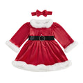 Toddler Girl Red Santa Style Long Sleeve Christmas Dress with White Trim [YQT:BZ-261008-003:33f815de591272e0]