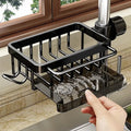 Black Faucet Mounted Sink Organizer Rack with Detachable Drip Tray [YQT:BZ-261010-003:b27875f7d88cb9fb]