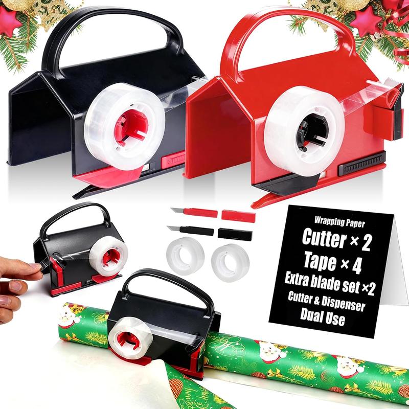 Wrapping Paper Cutter and Tape Dispenser 2 Pack, Sliding Gift Wrap Cutter for Straight Clean Cuts [YQT:BZT-261015-004:3dc04dd512968255]