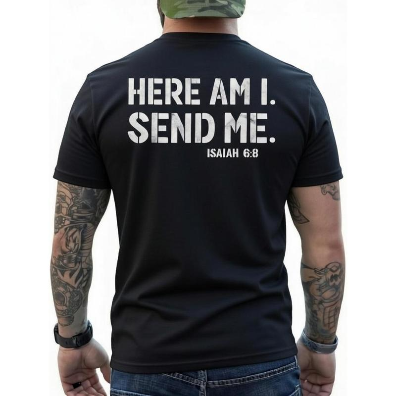 Here Am I Send Me Isaiah 6:8 Christian Faith Bible Verse Graphic Shirt