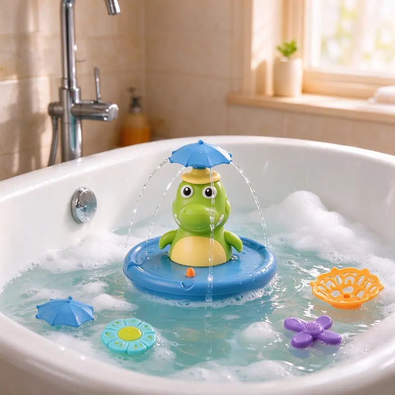 Light Up Crocodile Bath Toy with Water Fountain and Floating Base [YQT:BZ-261010-007:bda97c4006378b4b]