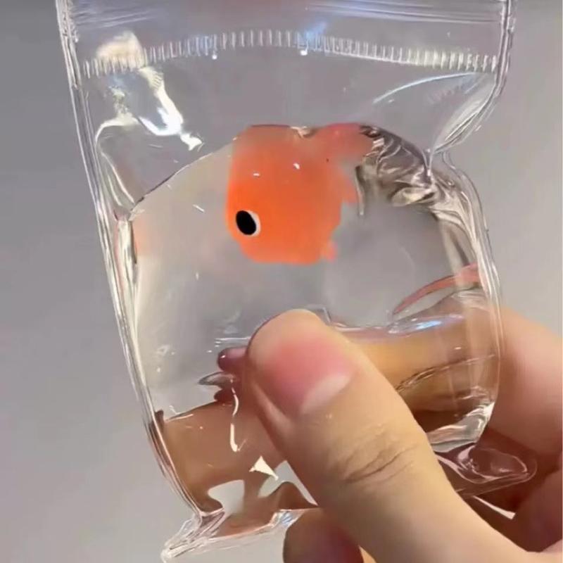 Cute Orange Goldfish Squeeze Toy in a Clear Pouch Design [YQT:BZ-261014-001:f4e16ab53cdcae4d]