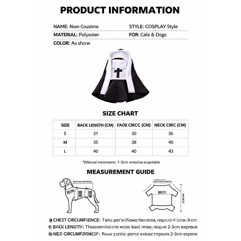 Black and White Hooded Nun Costume for Cats and Dogs [YQT:BZ-261008-004:dd9ffba167fd1f66]