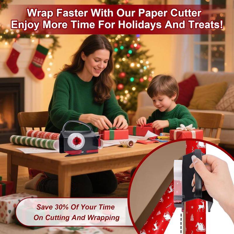 Wrapping Paper Cutter and Tape Dispenser 2 Pack, Sliding Gift Wrap Cutter for Straight Clean Cuts [YQT:BZT-261015-004:dc826abf1cade4ed]
