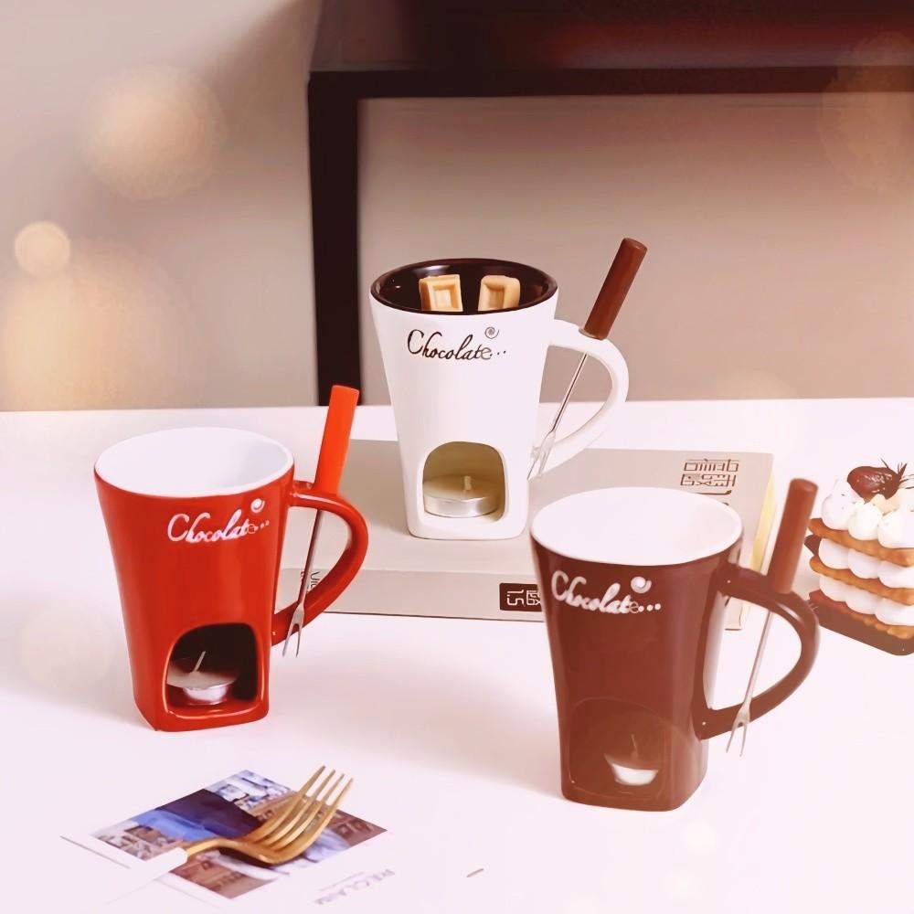 Ceramic Ice Cream Cup Set of 2 with Forks, 5 oz Novelty Dessert and Coffee Cups [YQT:BZT-261015-005:1695f5dc894f2ae7]