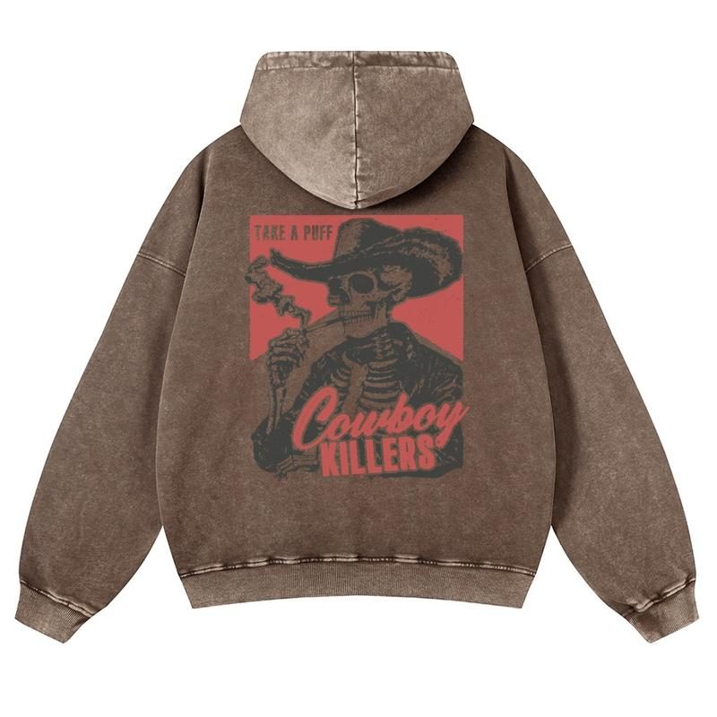 Cowboy Killers Skeleton Cowboy Graphic Hoodie with Vintage Western Back Print