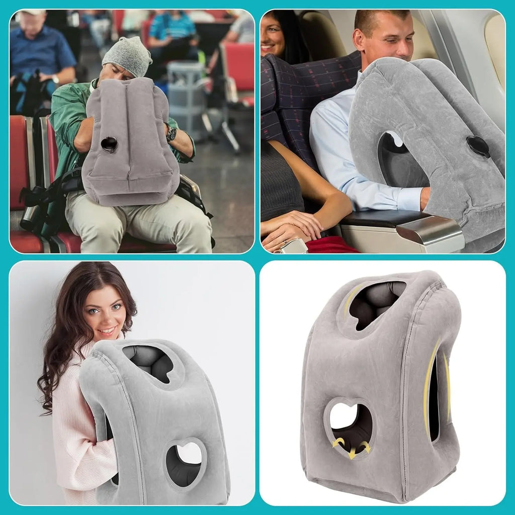 Inflatable Travel Pillow with Head Opening and Side Arm Openings [YQT:BZ-261010-002:3988077ef51398aa]