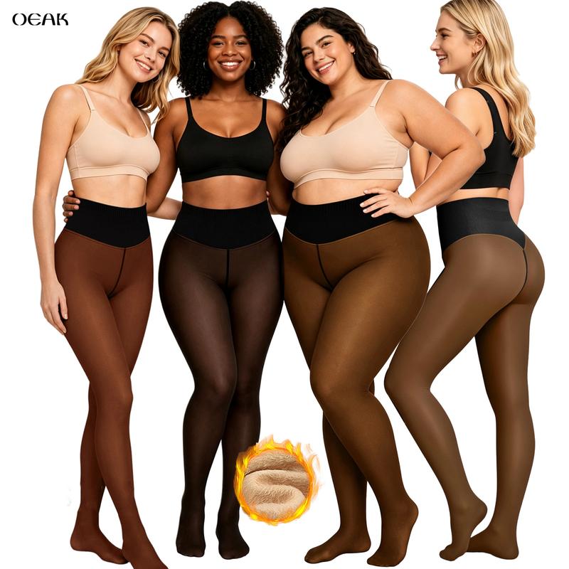 Women's Fleece Lined Tights, Sheer Look Thermal High Waisted Footed Pantyhose for Winter [YQT:BZT-261019-002:1fc2959af38b6b05]