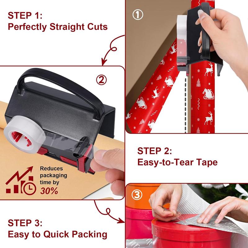 Wrapping Paper Cutter and Tape Dispenser 2 Pack, Sliding Gift Wrap Cutter for Straight Clean Cuts [YQT:BZT-261015-004:8ea910711df26fb7]