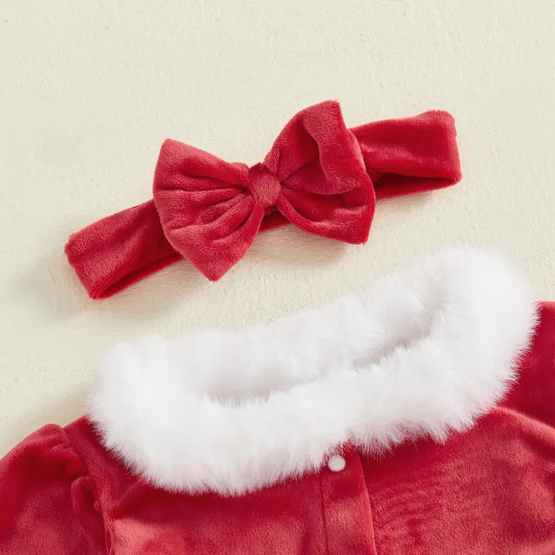 Toddler Girl Red Santa Style Long Sleeve Christmas Dress with White Trim [YQT:BZ-261008-003:1c46096c1f10bc7f]