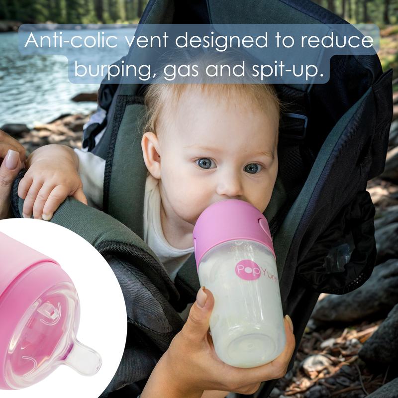 Pink 9 oz Formula Mixing Baby Bottle 3-Pack with Separate Formula Chamber and Medium Flow Nipples [YQT:BZT-261014-005:2307389aa9e914cc]