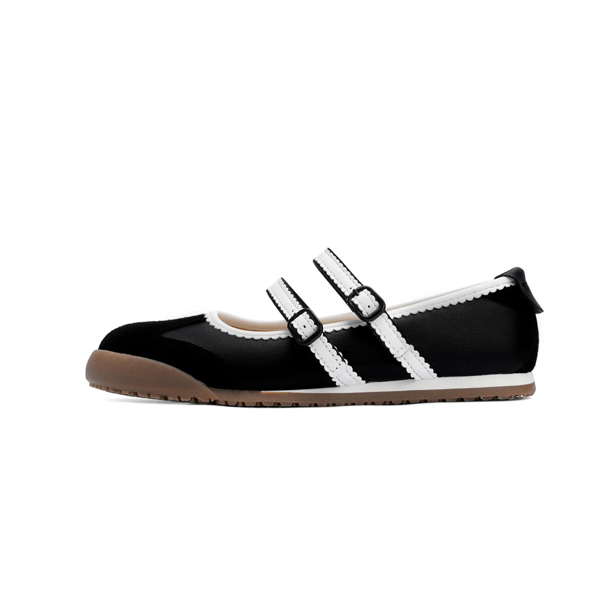 Women's Double Strap Mary Jane Ballet Flats with Scalloped Trim [YQT:ULO-260921-004:ab210f55ad3165a8]