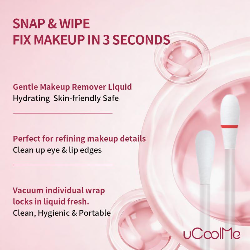 Pre-Moistened Makeup Remover Cotton Swabs, 50 Individually Wrapped Travel Touch-Up Sticks [YQT:BZT-261014-006:beb1426569300134]