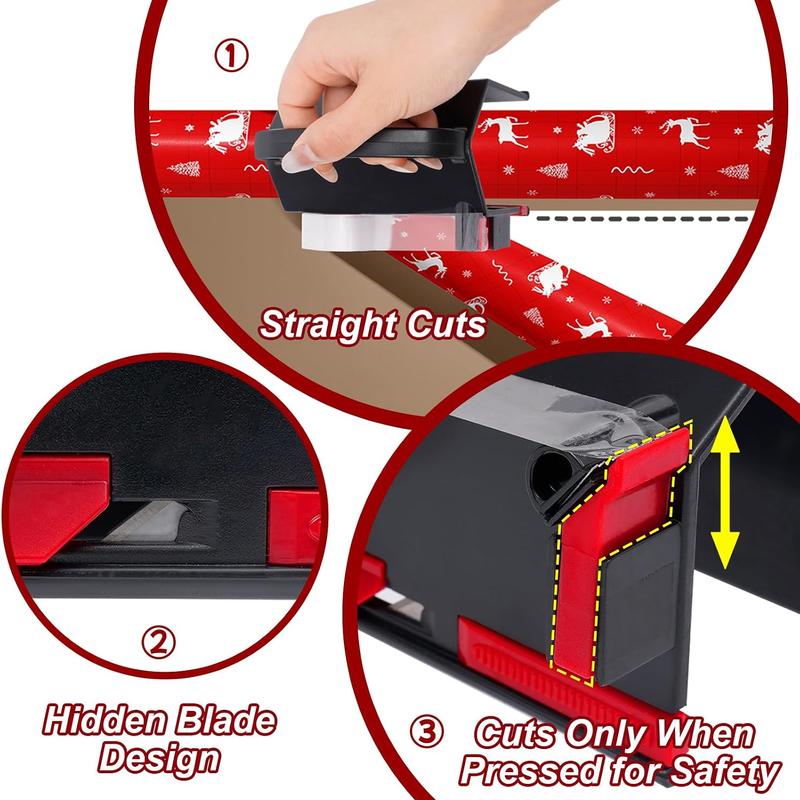 Wrapping Paper Cutter and Tape Dispenser 2 Pack, Sliding Gift Wrap Cutter for Straight Clean Cuts [YQT:BZT-261015-004:e17d708bf7612836]