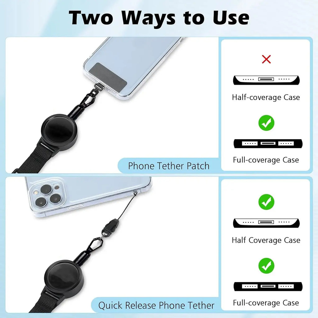Black Retractable Phone Tether and Keychain with Locking Carabiner Clip [YQT:BZ-261005-001:1f820874303b9586]