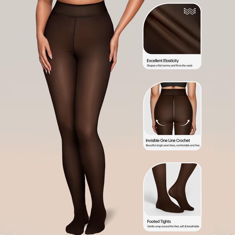 Women's Fleece Lined Tights, Sheer Look Thermal High Waisted Footed Pantyhose for Winter [YQT:BZT-261019-002:75706a032653ed2b]