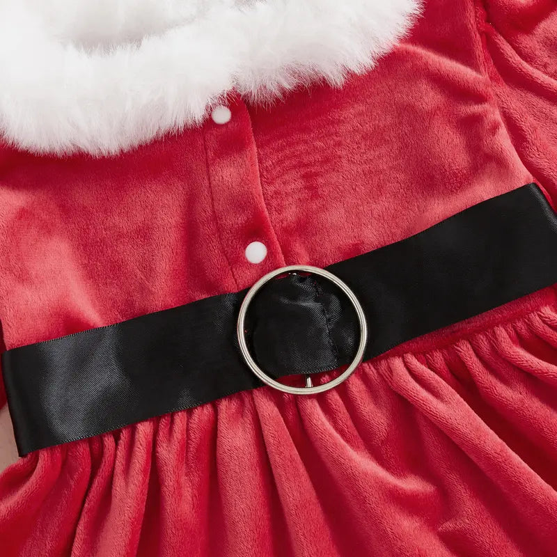 Toddler Girl Red Santa Style Long Sleeve Christmas Dress with White Trim [YQT:BZ-261008-003:5b09e50f0060419a]