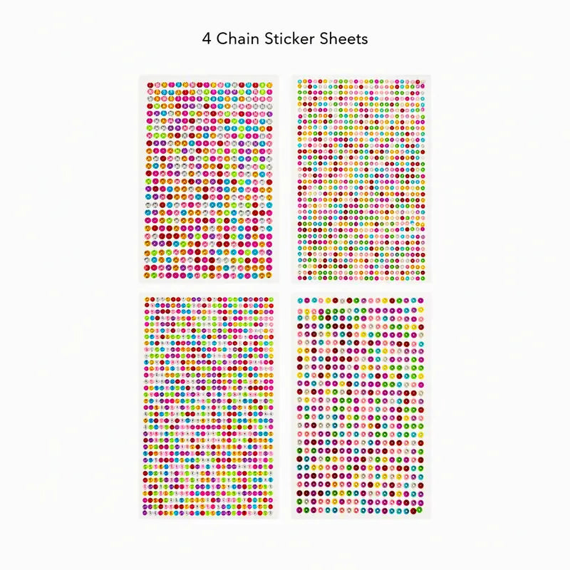 Self-Adhesive Rhinestone Gem Stickers with Assorted Shapes and Chains, 10 Sheets [YQT:BZ-261006-001:5864695558eef4f0]