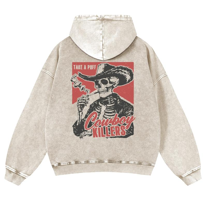 Cowboy Killers Skeleton Cowboy Graphic Hoodie with Vintage Western Back Print
