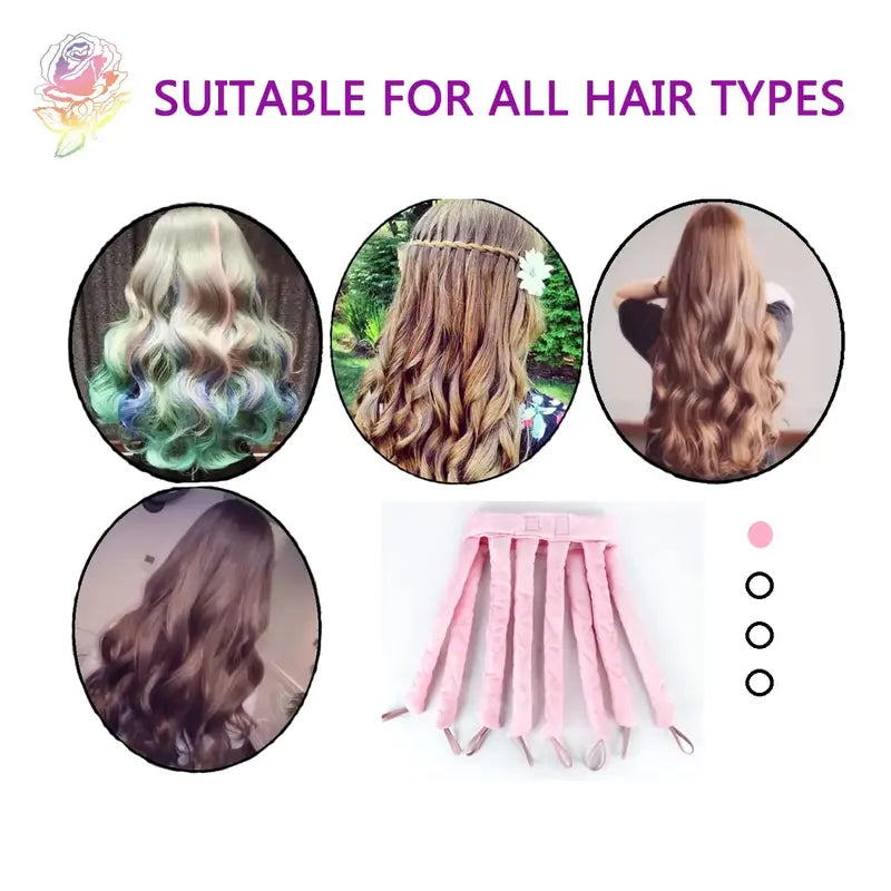 Heatless Curling Headband with Eight Curling Rods and Elastic Loops [YQT:BZ-261005-003:ebd88650c16a51fe]