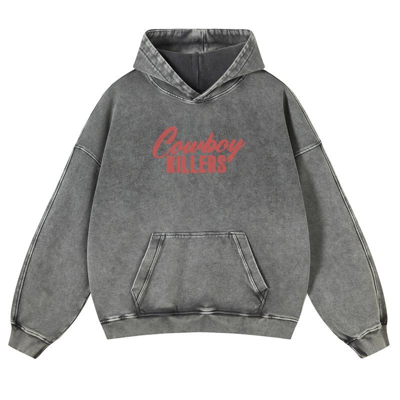 Cowboy Killers Skeleton Cowboy Graphic Hoodie with Vintage Western Back Print