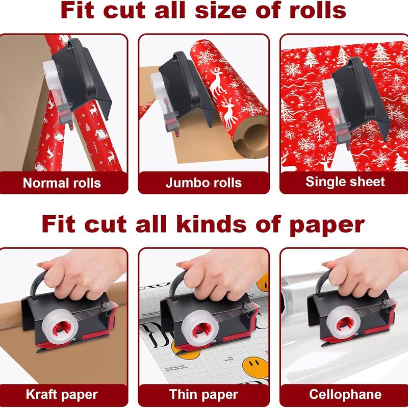 Wrapping Paper Cutter and Tape Dispenser 2 Pack, Sliding Gift Wrap Cutter for Straight Clean Cuts [YQT:BZT-261015-004:1483b4c0a1f41b4c]