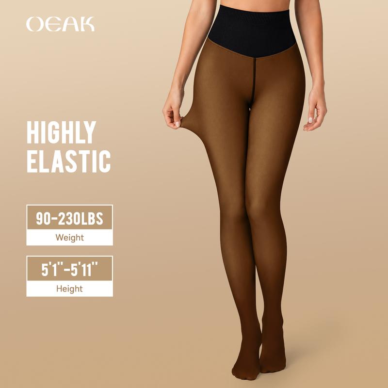Women's Fleece Lined Tights, Sheer Look Thermal High Waisted Footed Pantyhose for Winter [YQT:BZT-261019-002:795f49500f8cd549]