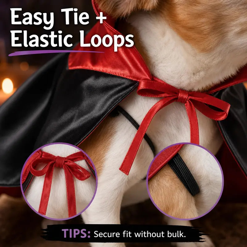 Halloween Vampire Cape for Cats and Dogs with Red Collar and Black Cloak [YQT:BZ-261006-002:9dabc60a95b7274c]