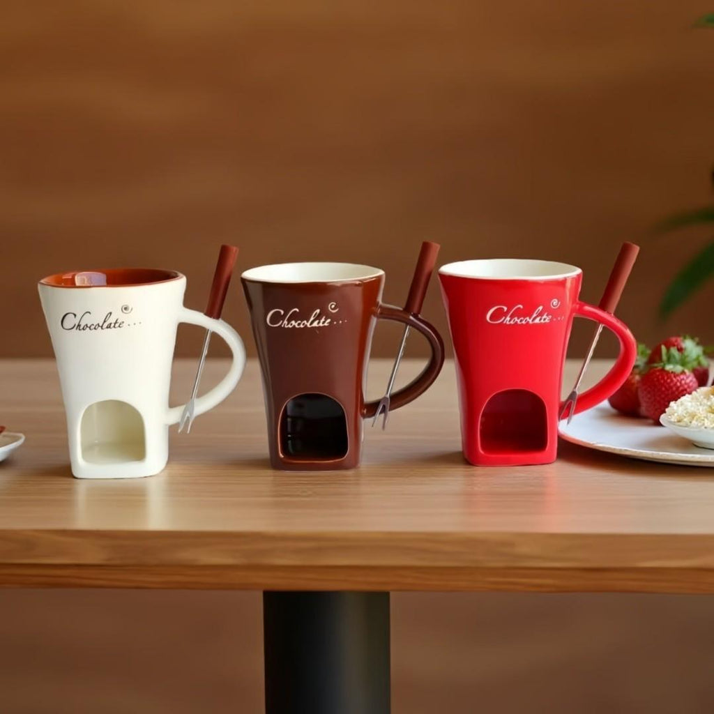 Ceramic Ice Cream Cup Set of 2 with Forks, 5 oz Novelty Dessert and Coffee Cups [YQT:BZT-261015-005:815eef5c3f45186d]