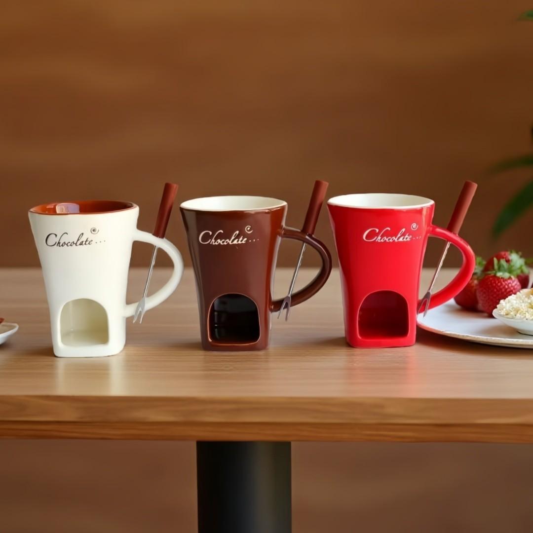 Ceramic Ice Cream Cup Set of 2 with Forks, 5 oz Novelty Dessert and Coffee Cups [YQT:BZT-261015-005:815eef5c3f45186d]