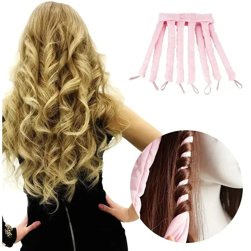 Heatless Curling Headband with Eight Curling Rods and Elastic Loops [YQT:BZ-261005-003:6d59fc906298b621]