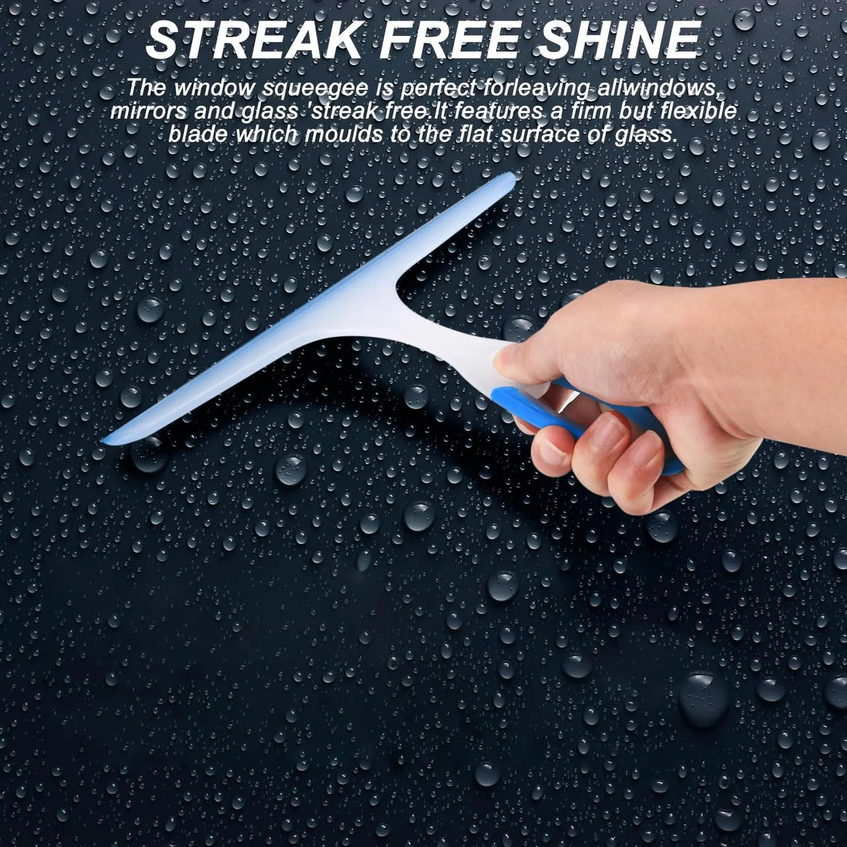 Window and Shower Door Squeegee with Hanging Loop Handle [YQT:BZ-261010-001:84b1180264256a1e]