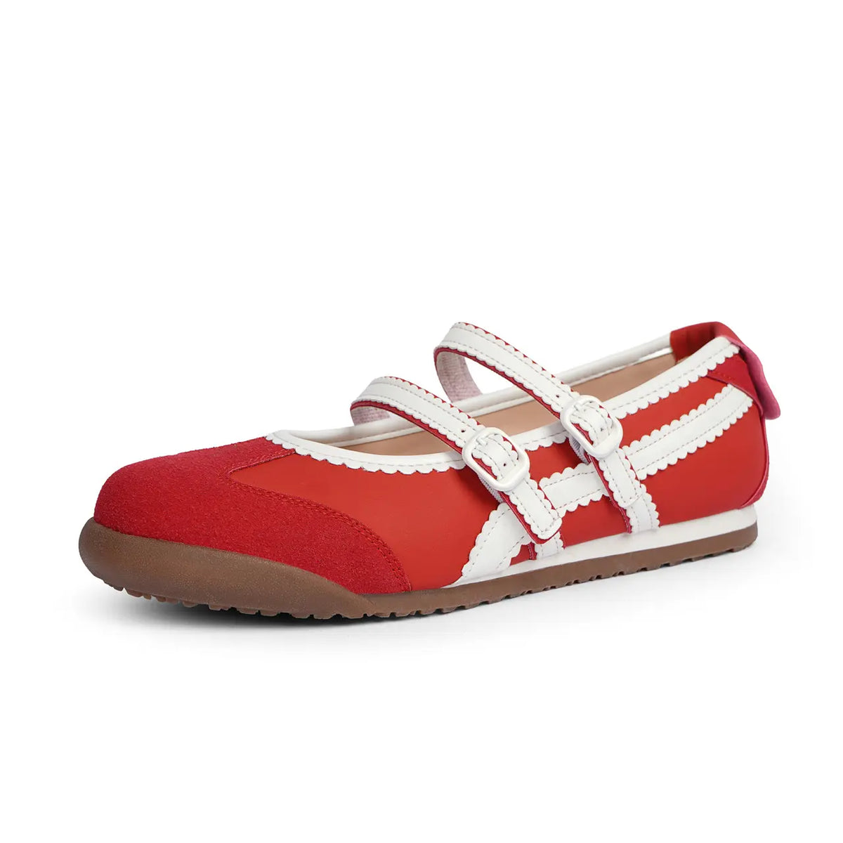 Women's Double Strap Mary Jane Ballet Flats with Scalloped Trim [YQT:ULO-260921-004:bea0a2d87a5a51a8]