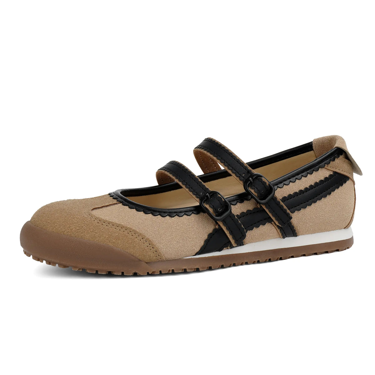 Women's Double Strap Mary Jane Ballet Flats with Scalloped Trim [YQT:ULO-260921-004:0da144e75ff22b97]
