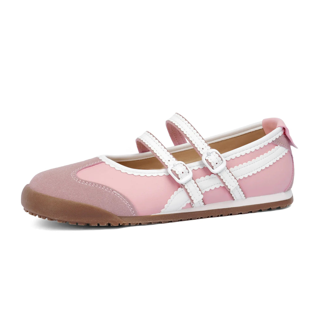 Women's Double Strap Mary Jane Ballet Flats with Scalloped Trim [YQT:ULO-260921-004:6aa0c5c0dd83ffe1]