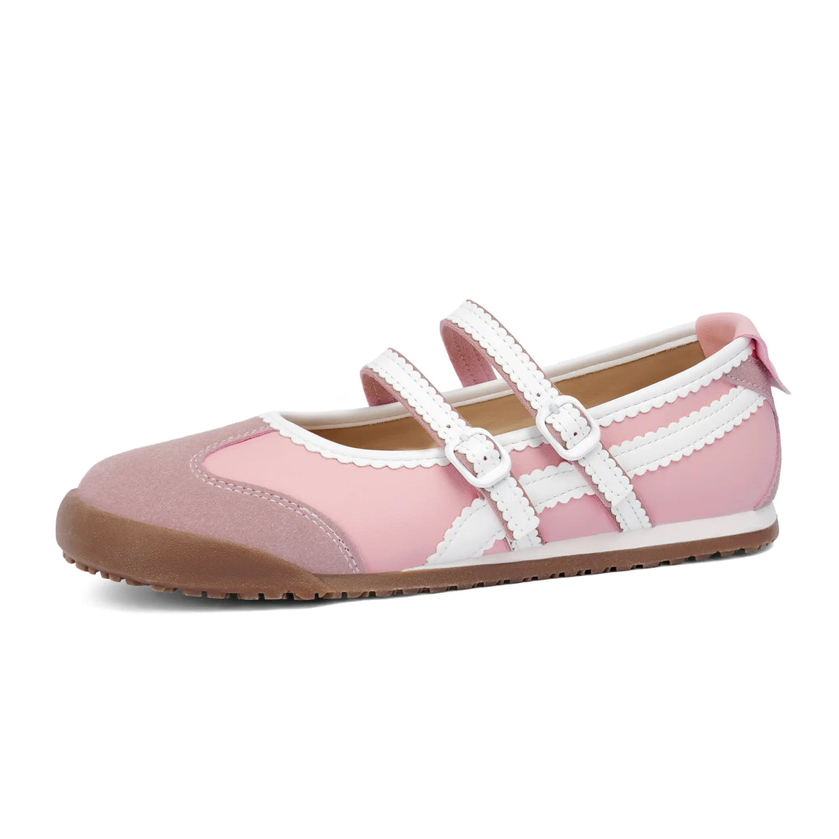 Women's Double Strap Mary Jane Ballet Flats with Scalloped Trim [YQT:ULO-260921-004:6aa0c5c0dd83ffe1]