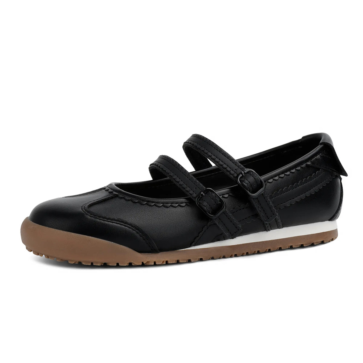Women's Double Strap Mary Jane Ballet Flats with Scalloped Trim [YQT:ULO-260921-004:801963a07f7c44da]