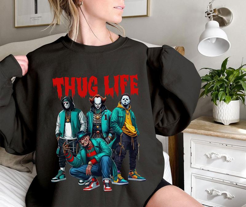 Thug Life Horror Movie Shirt, Halloween Scary Movies Shirt, Funny Horror Killers Shirt