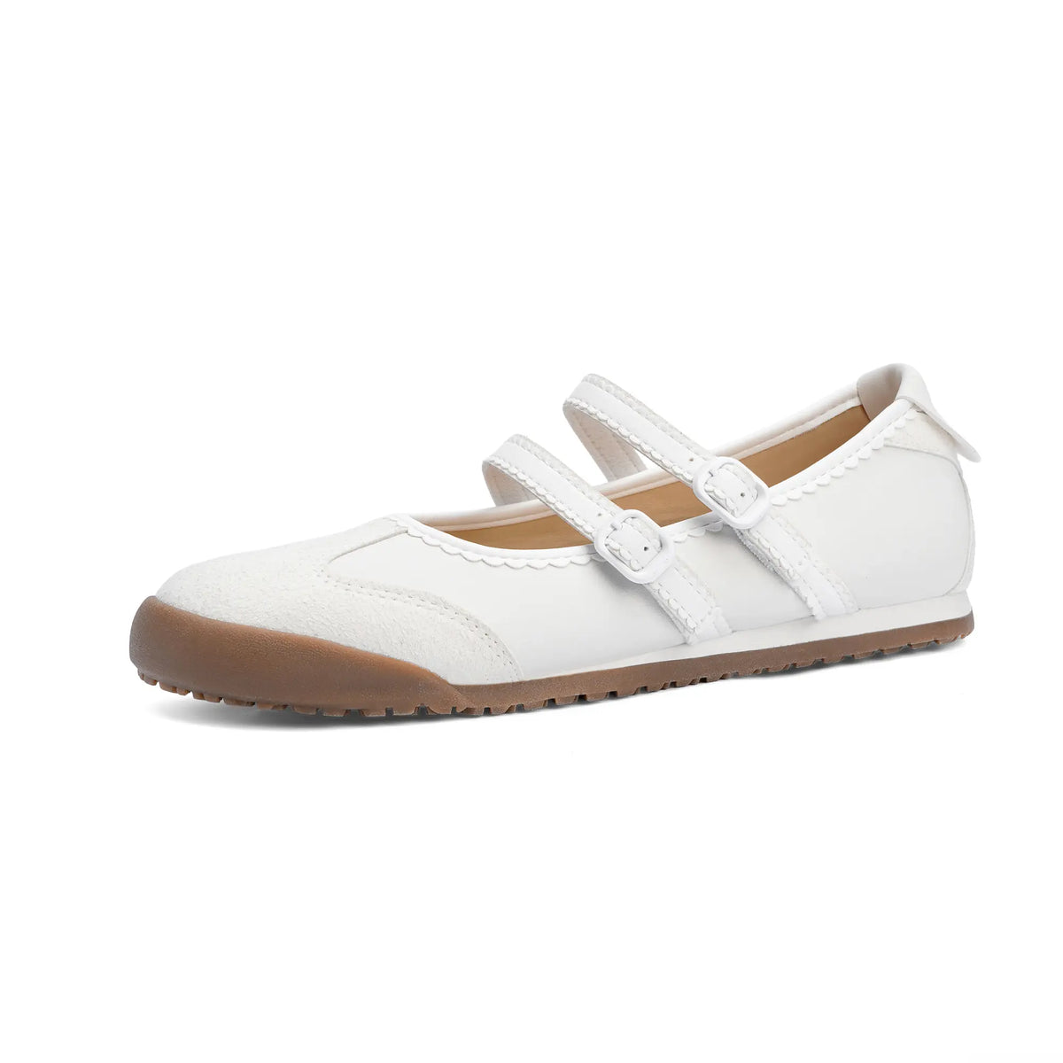 Women's Double Strap Mary Jane Ballet Flats with Scalloped Trim [YQT:ULO-260921-004:5cce14666c0dd825]
