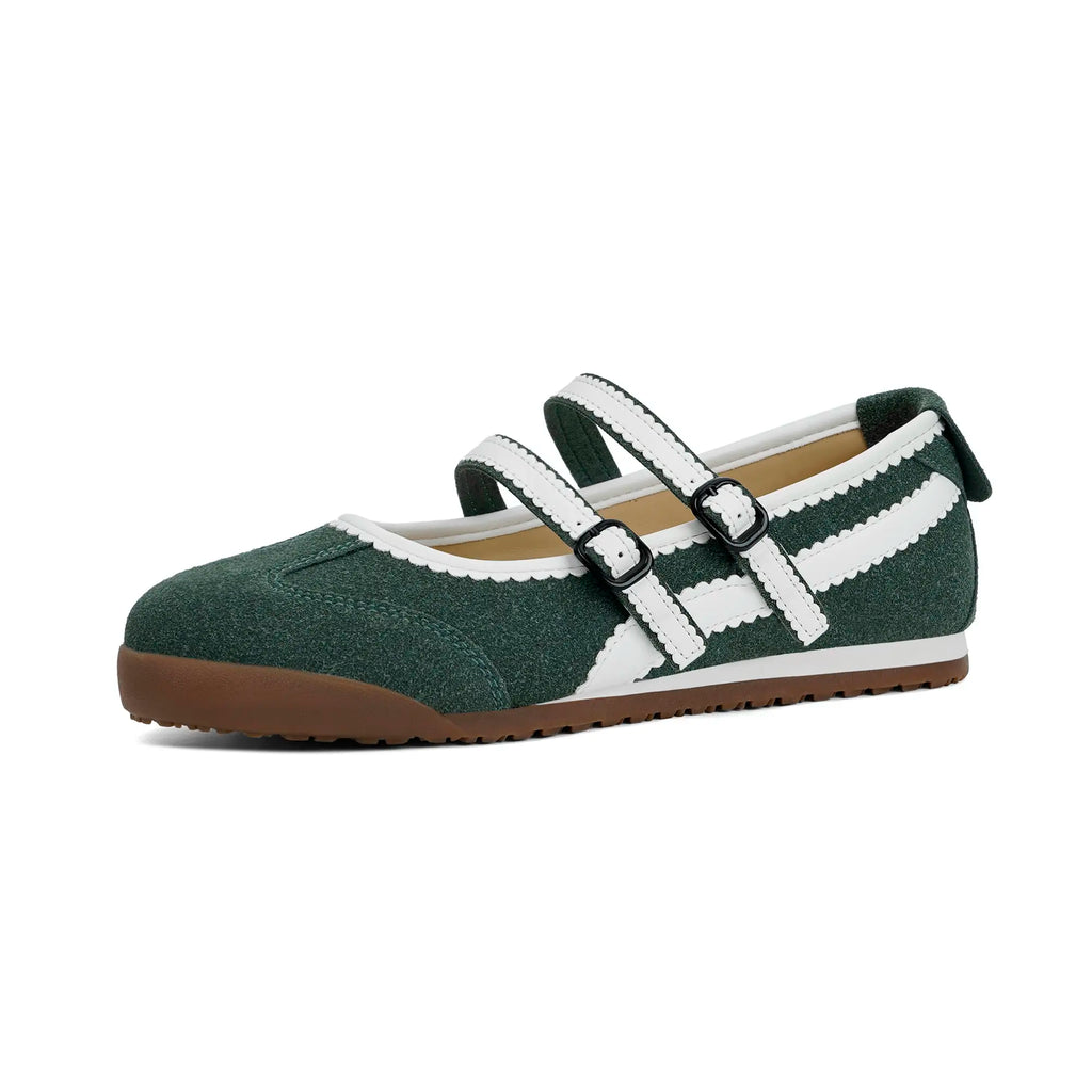 Women's Double Strap Mary Jane Ballet Flats with Scalloped Trim [YQT:ULO-260921-004:7c471067c1724735]