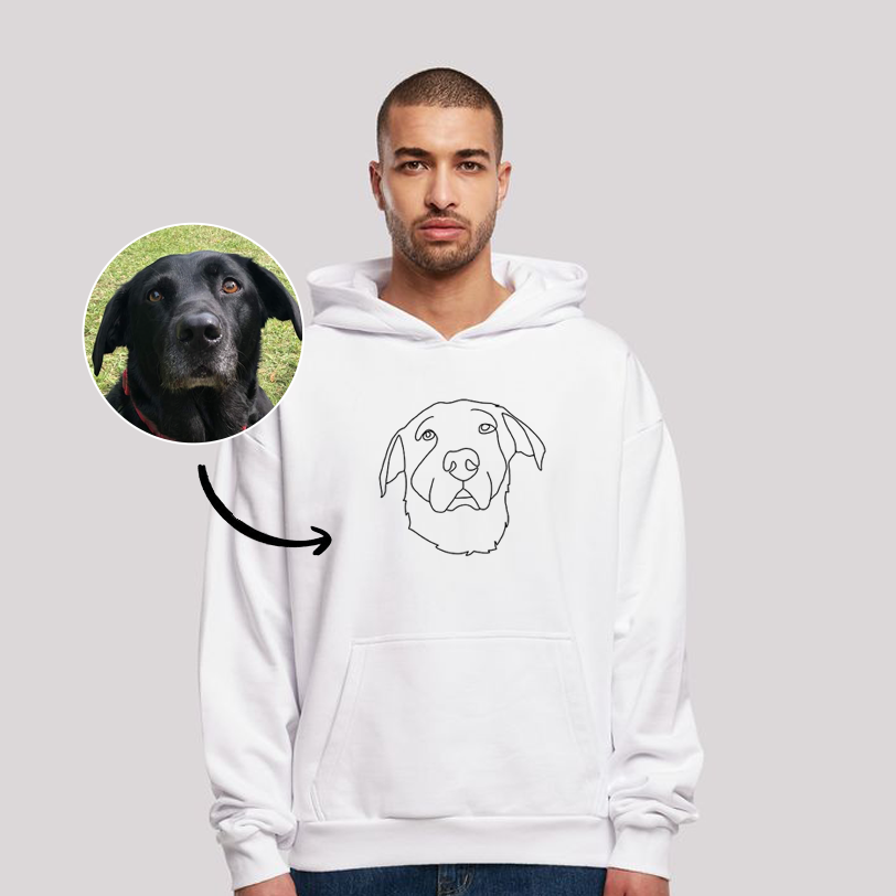 Personalized Embroidered Pet Line Art Portrait Sweatshirt Hoodie