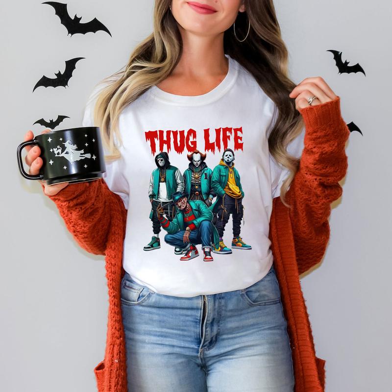 Thug Life Horror Movie Shirt, Halloween Scary Movies Shirt, Funny Horror Killers Shirt