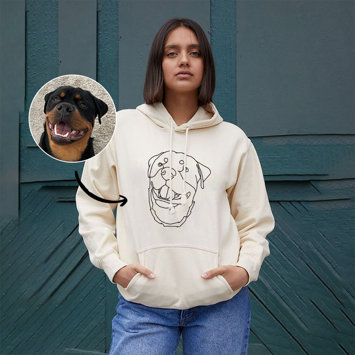 Personalized Embroidered Pet Line Art Portrait Sweatshirt Hoodie